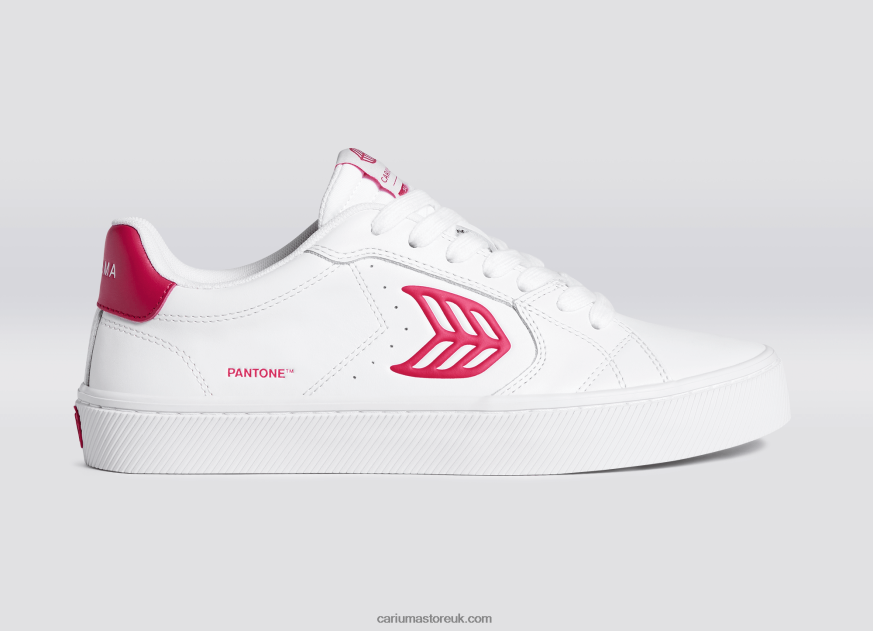 Pantone Viva Magenta White Leather Men 0ZLD0477 Cariuma